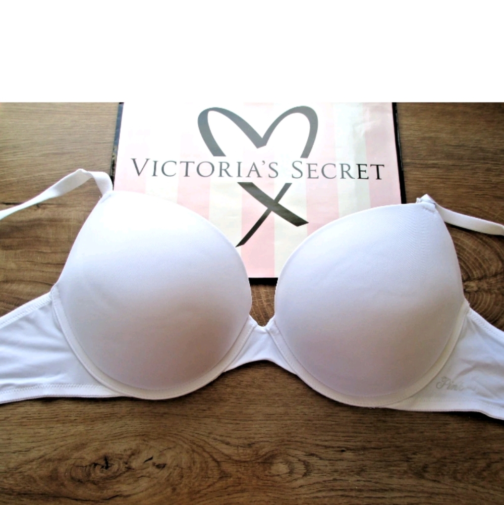 VICTORIA'S SECRET PINK Super Push-Up Bra VS White 34B 34D 36D 36DD 38B 38C 38D